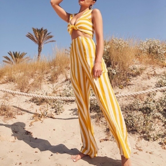 Beach Riot Charlotte Dress & Celeste Pant Yellow Stripe size Small Medium - Picture 7 of 16